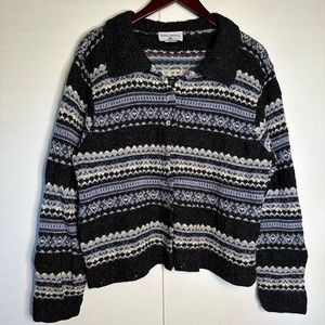 Kathy Ireland Icy Blue Striped Cardigan